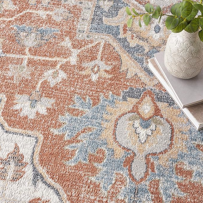 Nourison Home Astra Machine Washable Traditional Gold/Multicolor 9' x 12' Area Rug, Easy Clean, Non Shedding, Bed Room, Living Room, Dining Room, Kitchen (9x12)