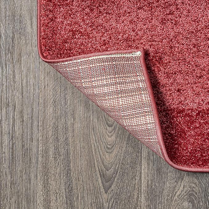 Eyely UES100E-214 Supersoft Haze Solid Low-Pile Indoor Runner Rug, Coastal, Bohemian, Minimalist, Classic, Casual for Bedroom,Kitchen,Living Room,Non Shedding,Easy-Washing, Red, 2 X 14