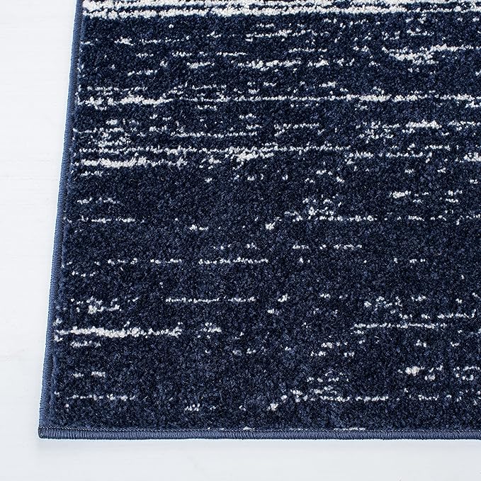 SAFAVIEH Adirondack Collection Area Rug - 4' Square, Navy & Ivory, Modern Ombre Design, Non Shedding & Easy to Clean, Ideal for Living Room, Bedroom, Office, Dining Space (ADR113N)