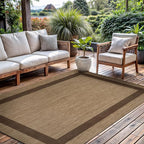 CAMILSON Outdoor Rug 10x14 - Large Modern Outside Rugs for Patios Porches Waterproof Durable Washable Non-Shedding, Easy-to-Clean Indoor Outdoor Area Carpet (10 x 14, Bordered - Jute)