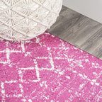 JONATHAN Y Boho Vintage Diamond Fuchsia/Ivory Indoor Area Rug 4X6 ft, Moroccan Hype for Living Room, Bedroom, Kitchen, Office, Easy-Cleaning, High Traffic, Pet-Friendly, Non-Shedding (MOH101G-4)