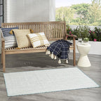 Nourison Home Courtyard Ivory Aqua 3' x 5' Area Rug - Easy Clean, Non Shedding, Bed Room, Living Room, Dining Room, Kitchen (3' x 5')