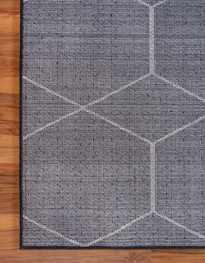 Unique Loom Trellis Frieze Collection Area Rug - Geometric (8' x 10', Black/ Ivory)