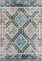 SAFAVIEH Madison Collection Accent Rug - 4' x 6', Navy & Beige, Boho Diamond Distressed Design, Non-Shedding & Easy Care, Ideal for High Traffic Areas in Entryway, Living Room, Bedroom (MAD418M)