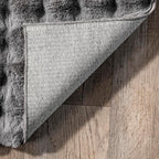 Nuloom Jeni Dark Grey, 6' Round, Solid Faux Rabbit, Fluffy and Cozy, High Traffic, Stain Resistant, Easy Clean, Durable Washable Area Rug for Bedroom, Living Room, Dining, Den, Foyer, Entryway
