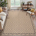 Tangsoo Modern Easy Jute 4x6 Outdoor Rug for Living Room,Ultra Thin Washable Area Rug,Geometric Indoor Carpet Farmhouse Non-Slip Throw Mat for Bedroom Dining Room Patio Front Porch
