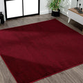 Eyely UES100Q-9SQ Supersoft Haze Solid Low-Pile Indoor Area Rug, Coastal, Bohemian, Minimalist, Classic, Casual for Bedroom,Kitchen,Living Room,Non Shedding,Easy-Washing, Red, 9' Square