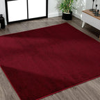 Eyely UES100Q-6SQ Supersoft Haze Solid Low-Pile Indoor Area Rug, Coastal, Bohemian, Minimalist, Classic, Casual for Bedroom,Kitchen,Living Room,Non Shedding,Easy-Washing, Red, 6' Square