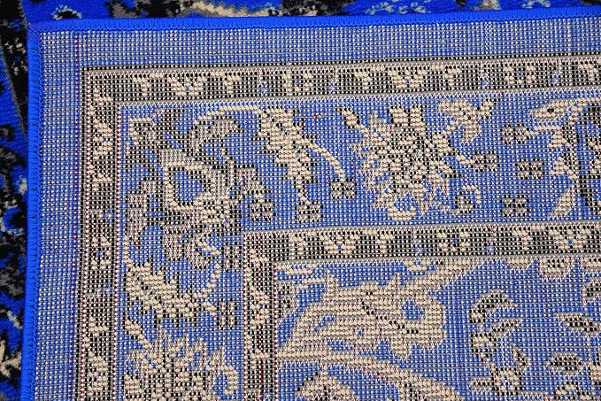 Unique Loom Sialk Hill Collection Area Rug - Washington (3' x 16' 5" Runner Dark Blue/Black)