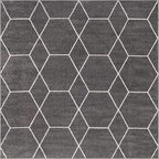 Unique Loom Trellis Frieze Collection Area Rug - Geometric (7' Square, Dark Gray/ Ivory)