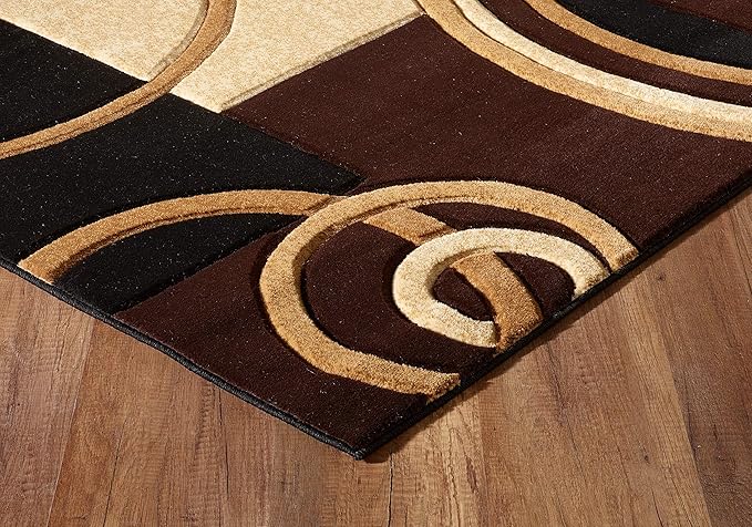 GLORY RUGS Area Rug Modern Soft Hand Carved Contemporary Floor Carpet with Premium Fluffy Texture for Indoor Living Dining Room and Bedroom Area (Brown, 5x7)