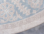 Unique Loom Salzburg Collection Classic Traditional Design Oriental Inspired Border Area Rug (8' 0 x 8' 0 Round, Beige/Blue)