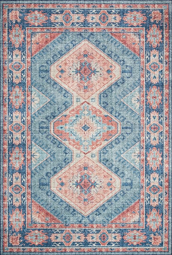 Loloi II Skye Collection SKY-03 Turquoise/Terracotta 6'-0" x 6'-0" Round Area Rug
