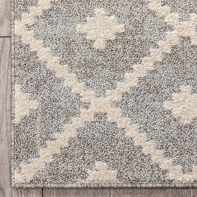 Well Woven Custom Size Hallway Stair Runner - Choose Your Length - Ainsley Ivory Diamond Trellis Geometric Tribal - 27 Inches Wide x 12 Feet Long Runner (27" x 12' Runner) Rug