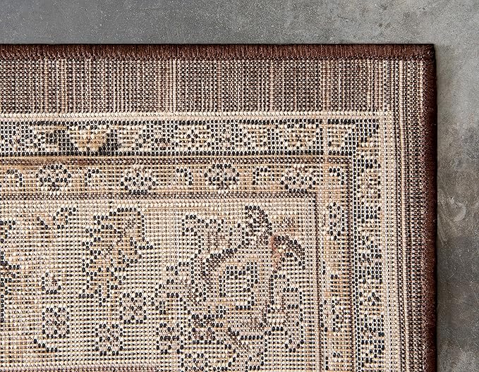 Unique Loom Sialk Hill Collection Area Rug - Washington (7' 10" x 10' Rectangle Brown/Black)