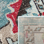 SAFAVIEH Monaco Collection 9' x 12' Light BlueFuchsia MNC243J Boho Chic Medallion Distressed Non-Shedding Living Room Bedroom Dining Home Office Area Rug