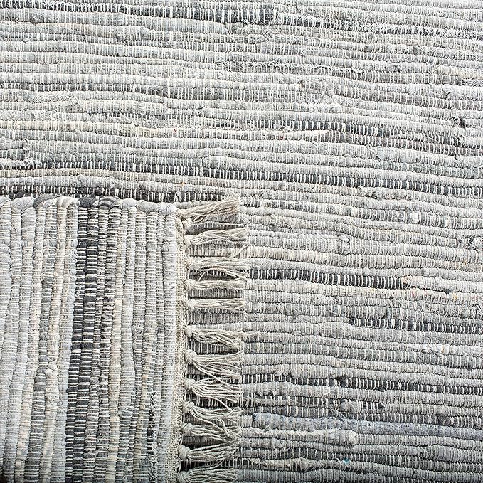 SAFAVIEH Rag Rug Collection Runner Rug - 2'3" x 11', Grey, Handmade Boho Stripe Cotton, Ideal for High Traffic Areas in Living Room, Bedroom (RAR121A)
