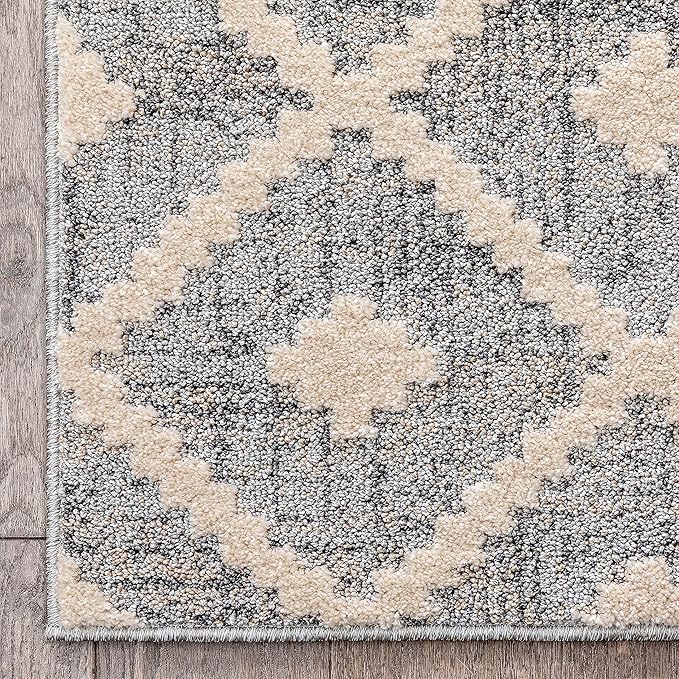 Well Woven Custom Size Hallway Stair Runner - Choose Your Length - Ainsley Grey Diamond Trellis Geometric Tribal - 31 Inches Wide x 18 Feet Long Runner (31" x 18' Runner) Rug