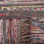 SAFAVIEH Rag Rug Collection Area Rug - 6' Square, Rust & Multi, Handmade Boho Stripe Cotton, Ideal for High Traffic Areas in Living Room, Bedroom (RAR121E)