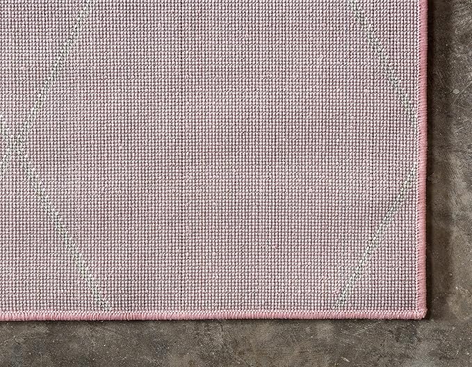 Unique Loom Trellis Frieze Collection Area Rug - Geometric (8' x 10', Light Pink/ Ivory)