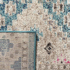 SAFAVIEH Madison Collection Area Rug - 10' x 14', Dark Blue & Yellow, Boho Diamond Distressed Design, Non-Shedding & Easy Care, Ideal for High Traffic Areas in Living Room, Bedroom (MAD418N)