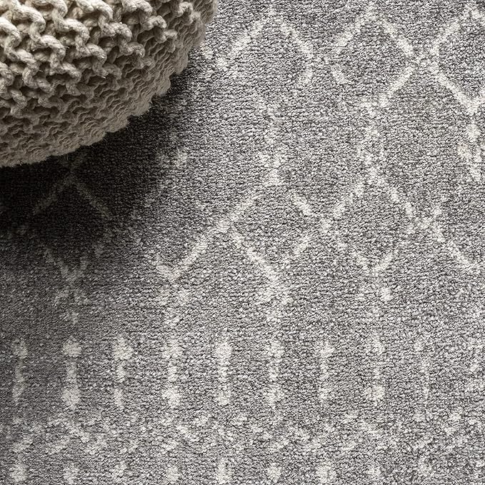 JONATHAN Y Boho Vintage Diamond Gray/Ivory Round Area Rug 5 ft, Moroccan Hype for Living Room, Bedroom, Kitchen, Office, Easy-Cleaning, High Traffic, Pet-Friendly, Non-Shedding (MOH101C-5R)