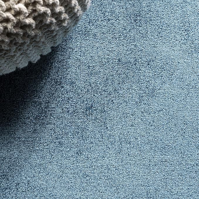 Eyely UES100H-5SQ Supersoft Haze Solid Low-Pile Indoor Area Rug Casual;Contemporary;Solid;Traditional, Bedroom, Kitchen, Living Room, Easy-Cleaning, Non-Shedding, 5' Square, Turquoise