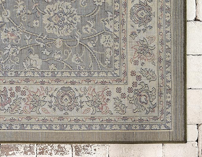 Unique Loom Sialk Hill Collection Area Rug - Washington (9' 10" x 13' 1" Rectangle Green/Hunter Green)