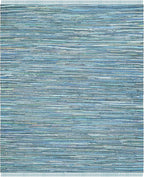 SAFAVIEH Rag Rug Collection Area Rug - 10' x 14', Blue & Multi, Handmade Boho Stripe Cotton, Ideal for High Traffic Areas in Living Room, Bedroom (RAR121B)