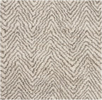 SAFAVIEH Hudson Shag Collection Area Rug - 3' Square, Ivory & Grey, Chevron Design, Non-Shedding & Easy Care, 2-inch Thick Ideal for High Traffic Areas in Living Room, Bedroom (SGH375A)