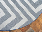 Unique Loom Athens Collection Classic Geometric Modern Border Design Area Rug (6' 0 x 6' 0 Round, Navy Blue/ Beige)