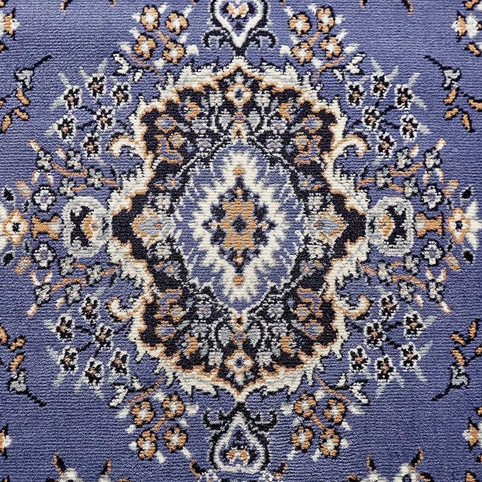 Home Dynamix Premium Sakarya Traditional Medallion Border Area Rug, Country Blue, 7'8"x10'7" Rectangle