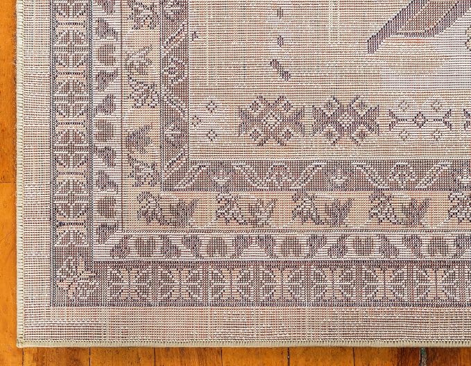 Unique Loom Taftan Collection Border Geometric Tribal Inspired Design Area Rug, 4 ft x 6 ft, Gold/Gray