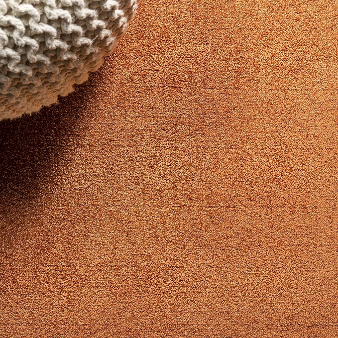 JONATHAN Y Haze Solid Low-Pile Orange 9x9 Square Indoor Area Rug, Coastal,Bohemian,Minimalist,Classic, Easy-Cleaning for Living Room,Bedroom,Kitchen,Pet Friendly,Non-Shedding (SEU100M-9SQ)