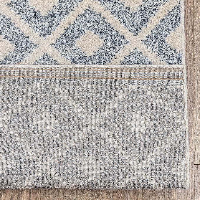 Well Woven Custom Size Hallway Stair Runner - Choose Your Length - Ainsley Blue Diamond Trellis Geometric Tribal - 31 Inches Wide x 20 Feet Long Runner (31" x 20' Runner) Rug