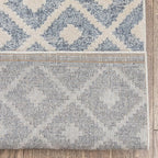 Well Woven Custom Size Hallway Stair Runner - Choose Your Length - Ainsley Blue Diamond Trellis Geometric Tribal - 31 Inches Wide x 95 Feet Long Runner (31" x 95' Runner) Rug