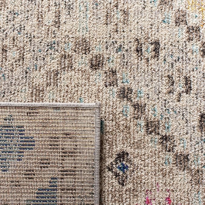 SAFAVIEH Madison Collection Accent Rug - 4' x 6', Grey & Yellow, Boho Diamond Distressed Design, Non-Shedding & Easy Care, Ideal for High Traffic Areas in Entryway, Living Room, Bedroom (MAD418F)