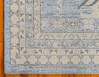 Unique Loom Taftan Collection Border Geometric Tribal Inspired Design Area Rug (5' 0 x 8' 0 Rectangular, Light Blue/ Gold)