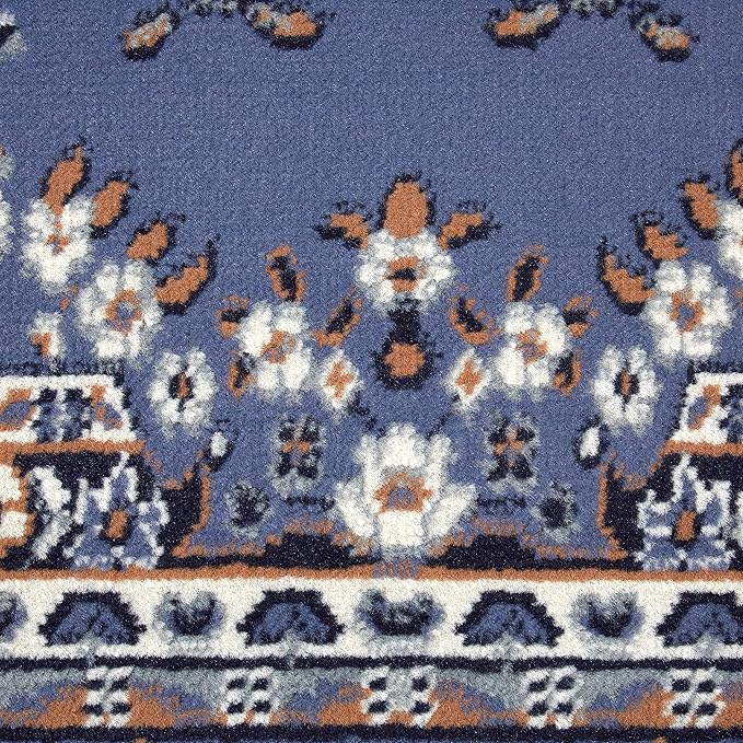 Home Dynamix Premium Sakarya Traditional Medallion Border Area Rug, Country Blue, 7'8"x10'7" Rectangle
