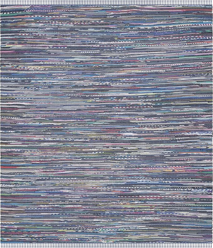 SAFAVIEH Rag Rug Collection Area Rug - 10' x 14', Purple & Multi, Handmade Boho Stripe Cotton, Ideal for High Traffic Areas in Living Room, Bedroom (RAR121D)