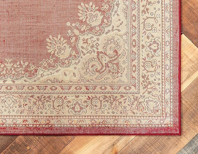 Unique Loom Reza Collection Traditional Persian Style Area Rug, 9 ft 10 in x 13 ft, Burgundy/Ivory
