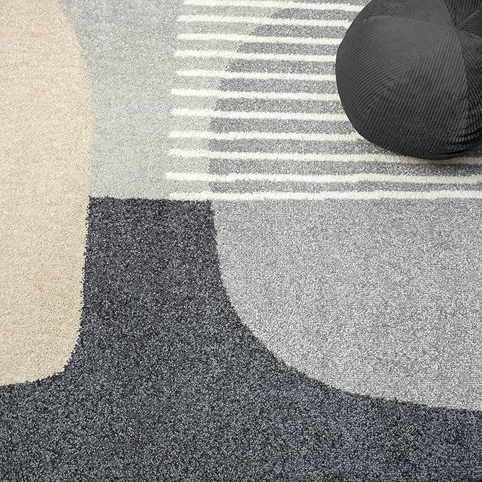 Abani Deco Collection Area Rug - Grey Minimalist Design -7'9" x 10'2"(8'x10') - Easy to Clean - Durable for Kids and Pets - Non-Shedding - Medium Pile - Soft Feel - for Living Room, Bedroom & Office