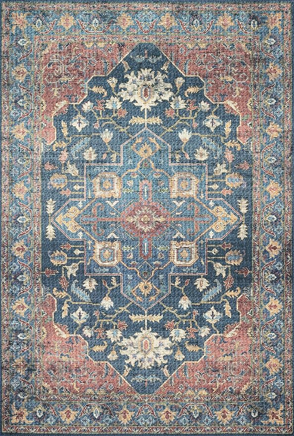 Loloi II Skye Collection SKY-08 Denim/Brick 2'-6" x 7'-6" Runner Rug