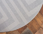 Unique Loom Athens Collection Classic Geometric Modern Border Design Area Rug (6' 0 x 6' 0 Round, Gray/ Beige)