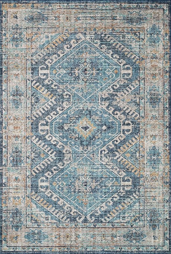Loloi Skye Collection SKY-03 Denim/Natural 8'-0" x 8'-0" Round Area Rug
